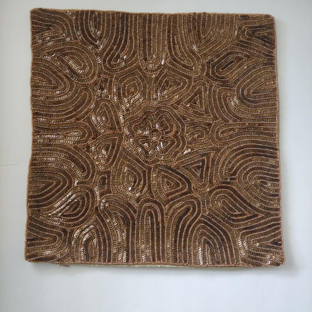 Brown Sequin Decorative Pillow Cover
